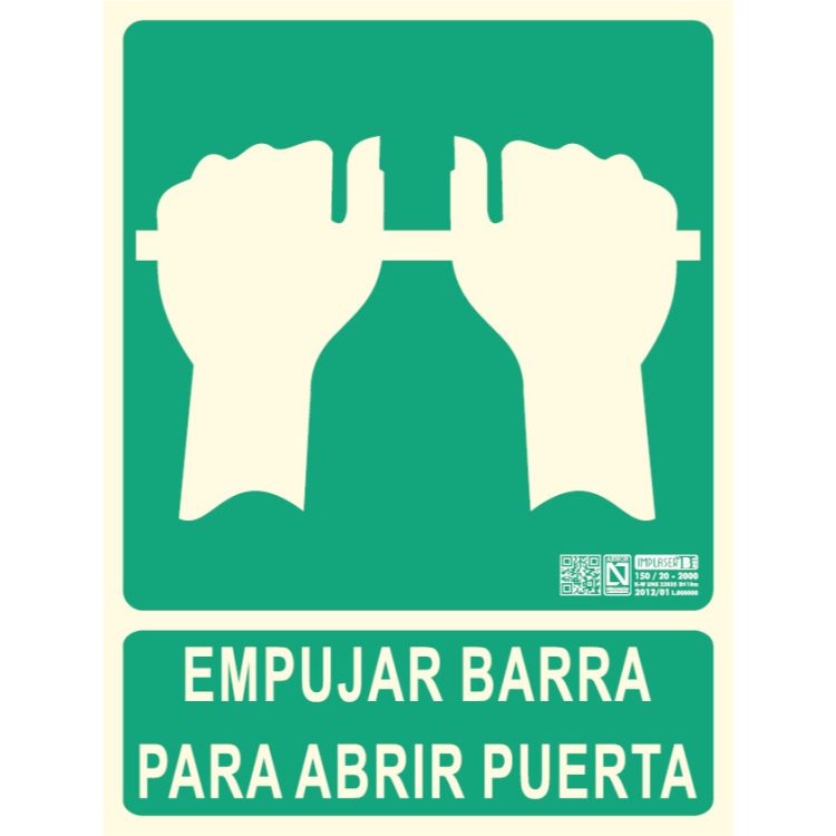 Señal evacuación EMPUJAR PARA ABRIR LA PUERTA