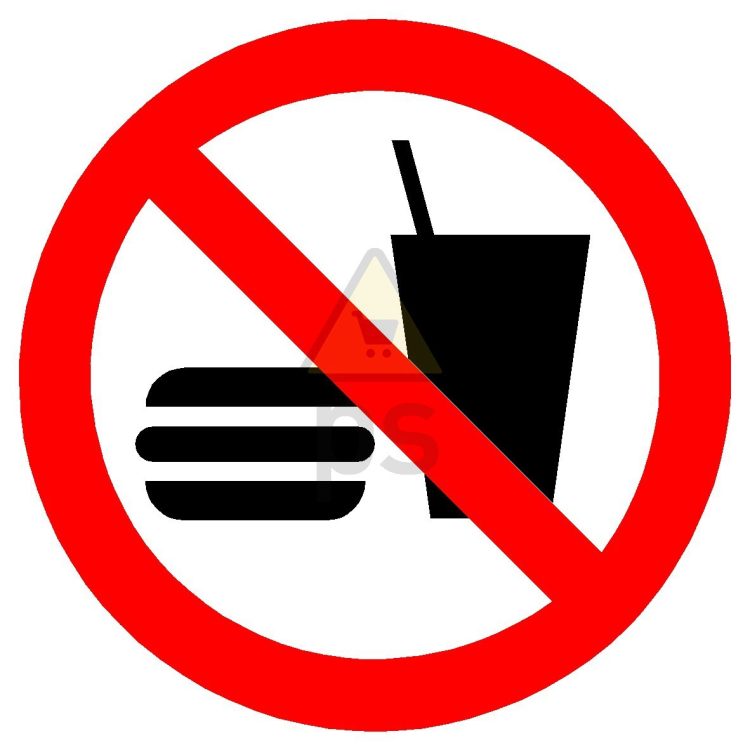 Señal prohibición "PROHIBIDO COMER O BEBER"
