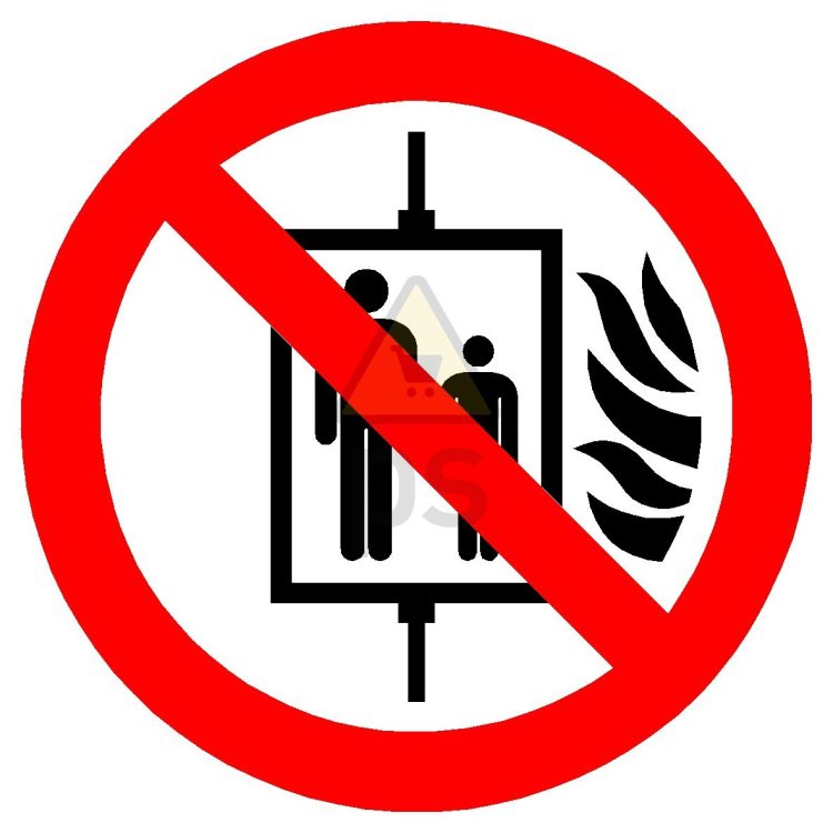 Señal prohibición "NO UTILIZAR EL ASCENSOR EN CASO DE INCENDIO"