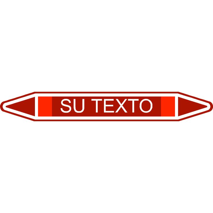 Etiqueta Flecha Marrón+Rojo Marcado Tuberías (Líquido Combustible)