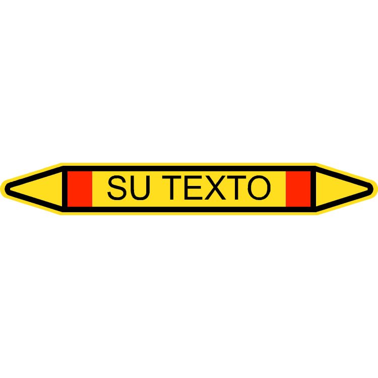 Etiqueta Flecha Amarillo+Rojo Marcado Tuberías (Gas Combustible)